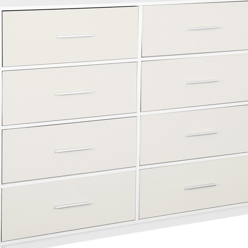 Wood Eight Drawer Dresser - White
