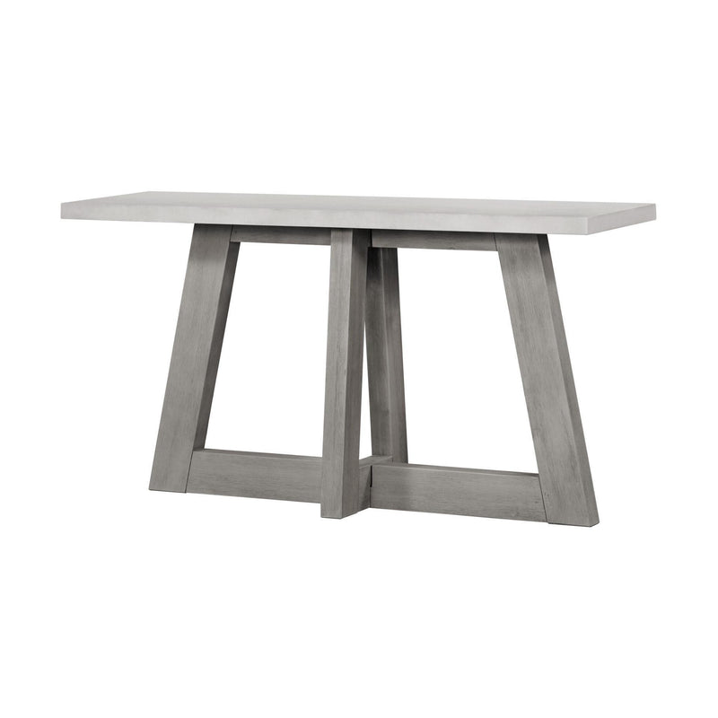 Concrete And Solid Wood Trestle Console Table - White And Gray