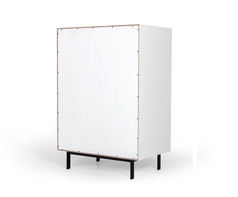 Solid Wooden Five Drawer Chest - White
