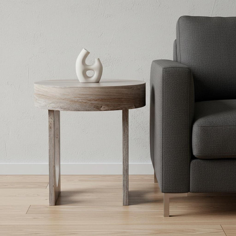 20" Round End Table - Brown