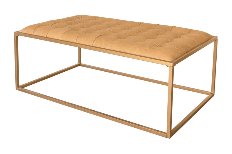Leather Rectangular Coffee Table - Gold And Brown