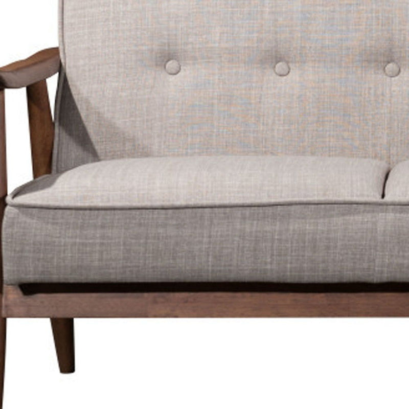 Polyester Sofa With Brown Legs - Beige