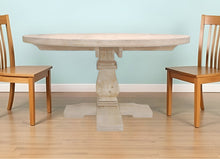 Load image into Gallery viewer, 58" Rounded Solid Wood Pedestal Base Dining Table - Natural
