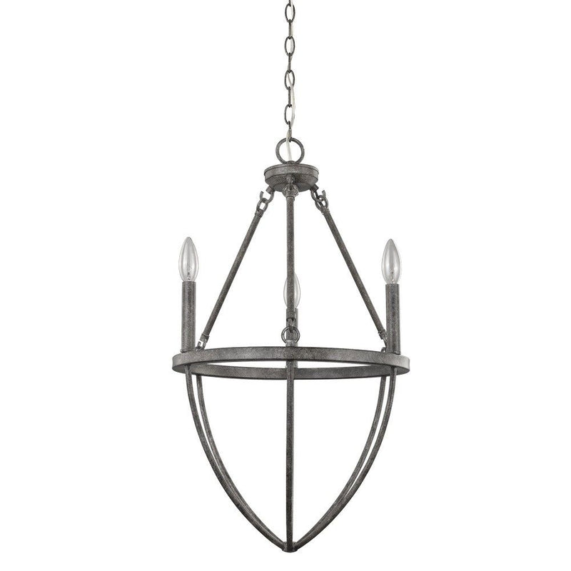 Candle Style Three Light Metal Dimmable Chandelier - Ash Gray