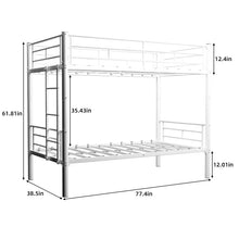 Load image into Gallery viewer, Metal Bunk Bed For Kids, Convertible Bedframe With Ladders &amp; Guardrail
