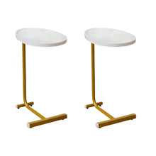 Load image into Gallery viewer, Faux Marble And Metal Oval End Tables (Set of 2) - White / Gold
