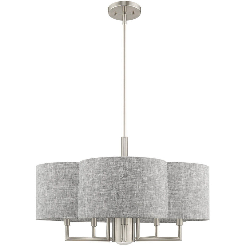 18'' Six-Light Dimmable Chandelier With Shades - Nickel