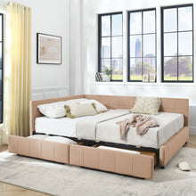 Load image into Gallery viewer, Mid-Century Storage Upholstered Tufted Bed Frame With Backrest And Armrests
