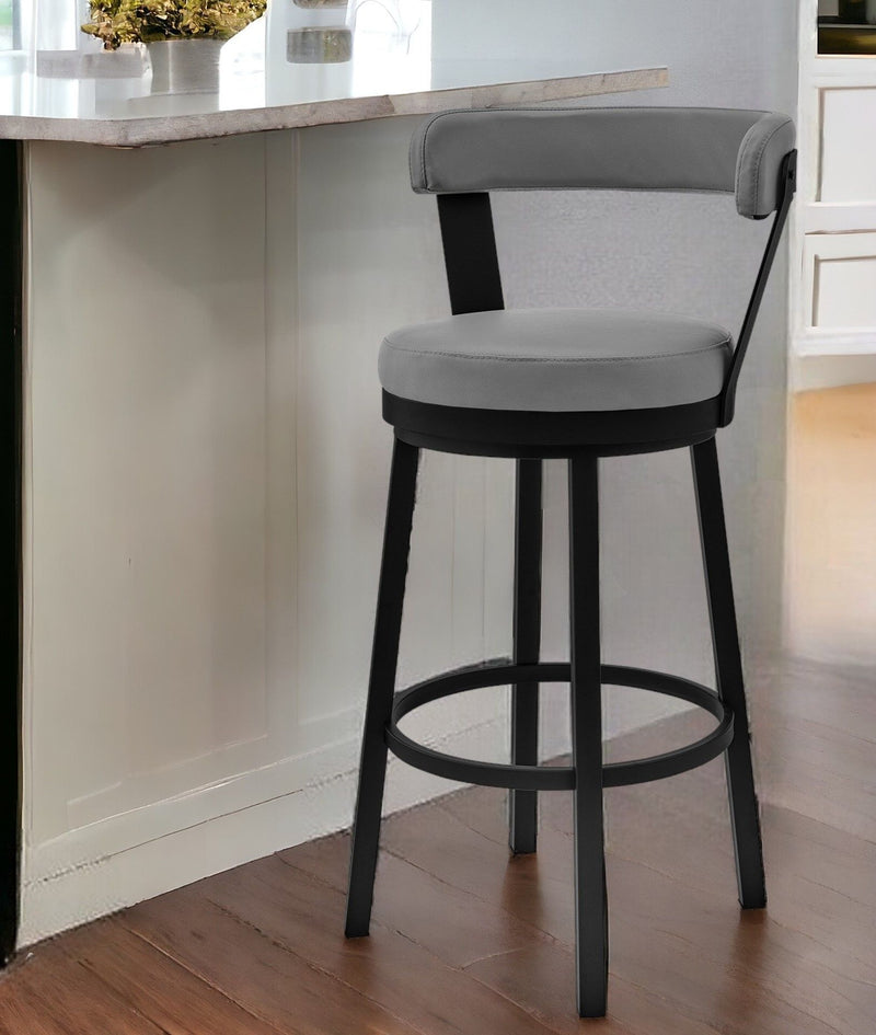 26" Iron Swivel Counter Height Bar Chair - Gray And Black