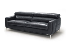 Load image into Gallery viewer, Genuine Leather Sofa With Silver Legs - Black
