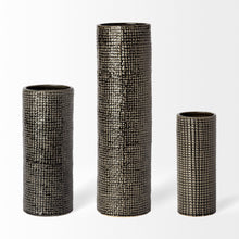 Load image into Gallery viewer, Abstract Cylinder Table Vase (397491) - Black / Gold
