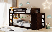 Load image into Gallery viewer, Twin over Twin Bunk Bed with 4 Drawers and 3 Shelves-Espresso(OLD SKU: LP000067AAP)
