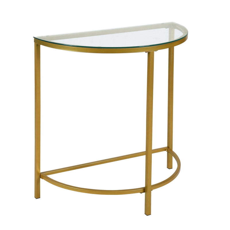 Clear And Glass And Iron Half Circle Three Leg Console Table - Gold