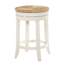 Load image into Gallery viewer, Swivel Backless Counter Height Bar Chair With Footrest 24" - Natural and Antiqued White
