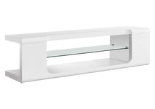 Load image into Gallery viewer, Clear Hollow Core Tempered Glass TV Stand - White

