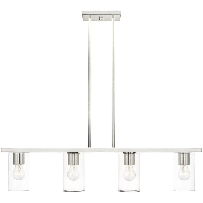 15'' Four Light Dimmable Chandelier With Shades - Nickel