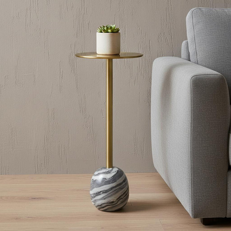 23" Metal Round End Table - Gold