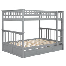 Load image into Gallery viewer, Full over Full Bunk Bed with Twin Size Trundle, Convertible Beds, Gray
