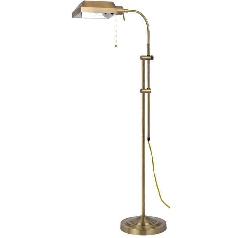Adjustable Traditional Shaped Floor Lamp With Bronze Square Shade - Brass