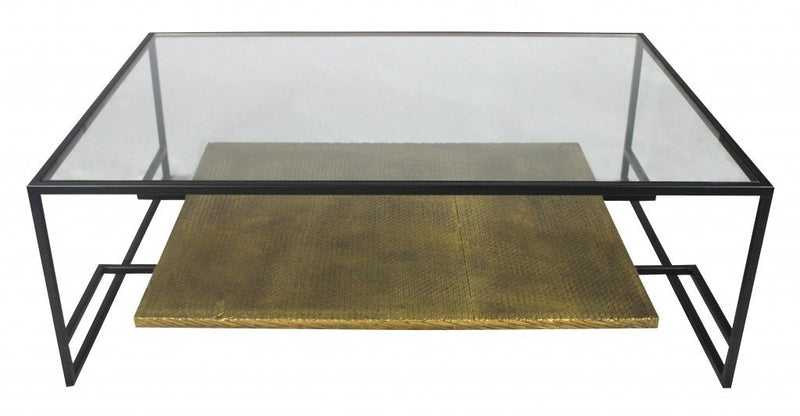 Modern Glass Coffee Table - Black And Gold