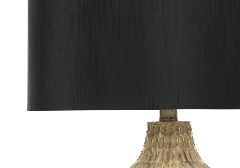 Geometric Table Lamp With Black Drum Shade - Brown
