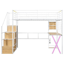 Load image into Gallery viewer, Loft Bed With Built In Work Station, Wardrobe, Storage Staircase And LED
