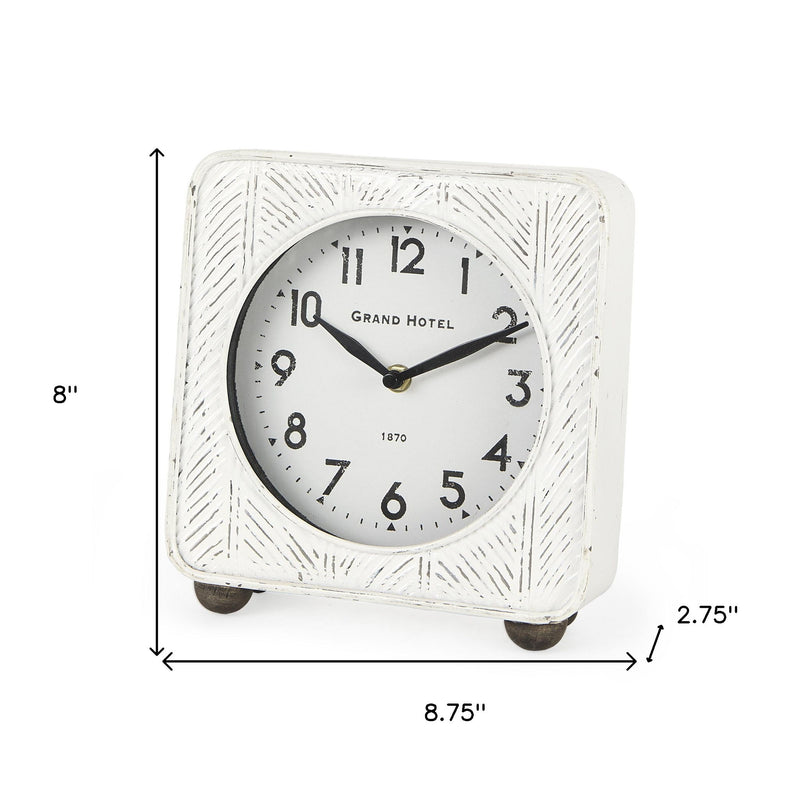 Square Table Clock - White