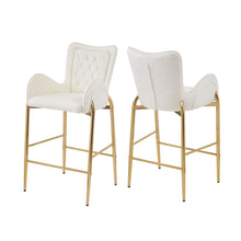 Load image into Gallery viewer, Velvet Fabric Counter Height Bar Stools (Set of 2)
