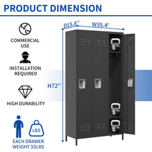 Load image into Gallery viewer, Storage Locker Cabinet With Locks For Employees, Home Gym Office School Garage - Black
