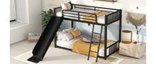 Load image into Gallery viewer, Metal Bunk Bed with Slide, Twin over Twin, Black
