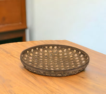 Load image into Gallery viewer, 26" Bamboo Weave Round Wood Vanity Tray - Brown
