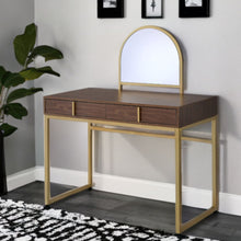 Load image into Gallery viewer, Finish Round Dresser Mirror - Walnut &amp; Gold
