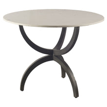 Load image into Gallery viewer, 40" Rounded Marble And Metal Three Leg Base Dining Table - Black
