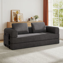 Load image into Gallery viewer, Convertible Sleeper Sofa Bed With Cylindrical Pillow, Fixed Shape Frame
