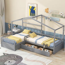 Load image into Gallery viewer, L Shape Platform Bed With 3 Storage Drawers
