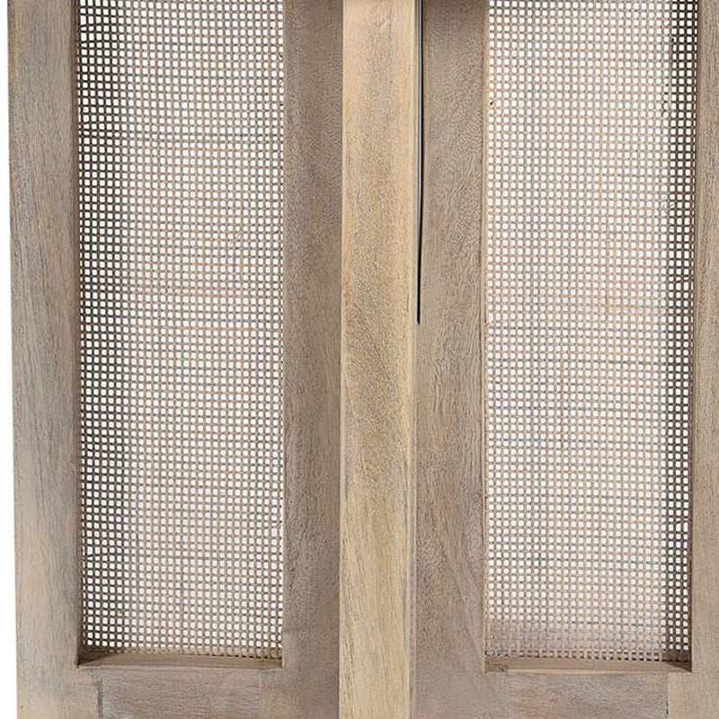 Solid Wood And Rattan Round End Table - Natural