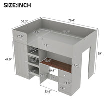 Load image into Gallery viewer, Loft Bed With Built In Wardrobe, Desk, Shelves, And Drawers
