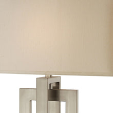 Load image into Gallery viewer, Iron Geometric Table Lamp With Ivory Shade - Nickel
