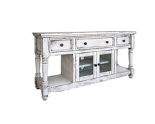 Load image into Gallery viewer, Solid Wood Open Shelving Distressed TV Stand - White
