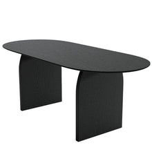 Load image into Gallery viewer, 79" Solid Wood Mirrored Double Pedestal Base Oval Dining Table - Black
