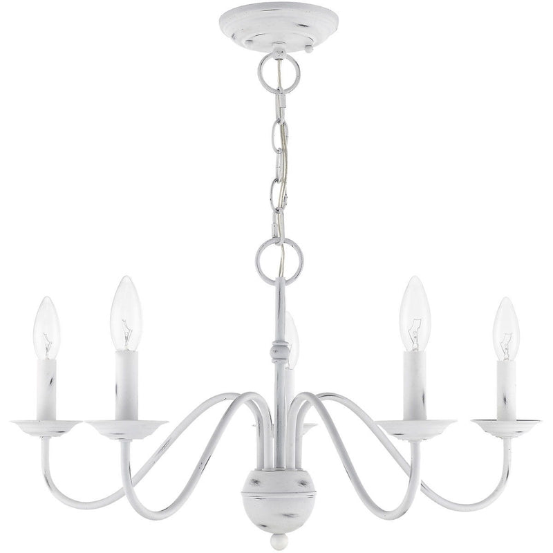 13" Five Light Dimmable Chandelier With Shades - Antiqued White
