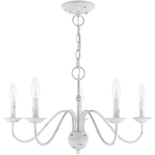 Load image into Gallery viewer, 13" Five Light Dimmable Chandelier With Shades - Antiqued White
