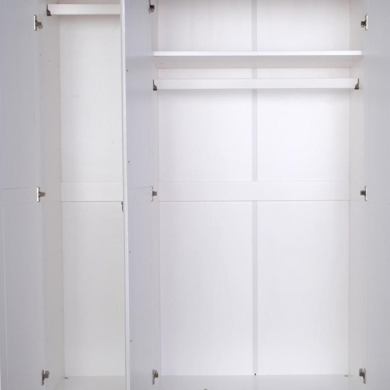 Solid Wood Mirrored Three Door Combo Dresser (764728) - White