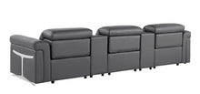 Load image into Gallery viewer, Top Grain Leather Reclining Metal USB Sofa (720367) - Dark Gray
