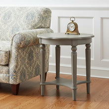 Load image into Gallery viewer, Gray Solid Wood Round End Table With Shelf - Light Slate
