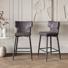 Load image into Gallery viewer, Modern Bar Stools With Upholstery And Metal Footrest (Set of 2)
