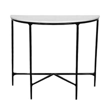 Load image into Gallery viewer, 36" Genuine Marble And Iron Half Moon Console Table - White And Black
