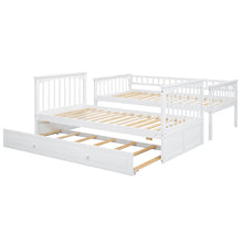 Load image into Gallery viewer, Twin over Twin Bunk Bed with Twin Size Trundle, Convertible Beds, White
