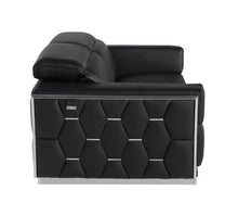Load image into Gallery viewer, Leather Sofa - Black / Silver

