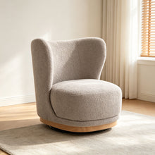 Load image into Gallery viewer, Curved Back Swivel Lounge Chair With Rotating Base For Home - Gray
